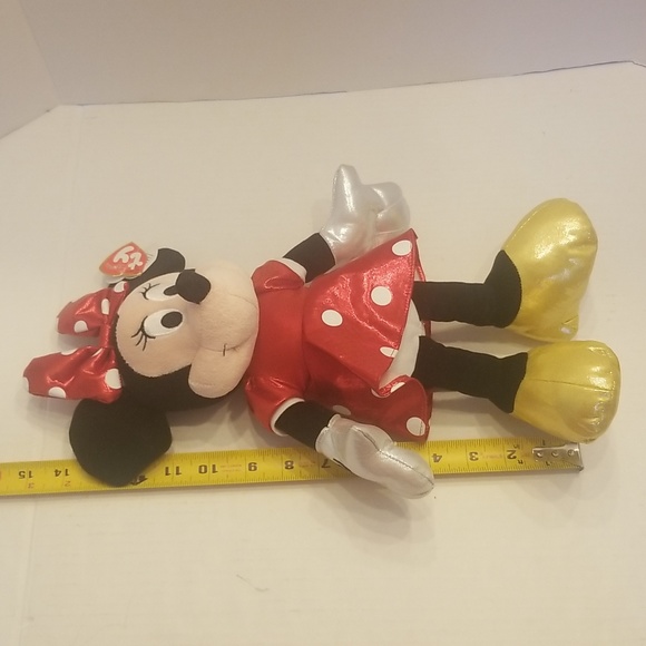 Ty Disney Sparkle Minnie Poka Dot Red Dress Plush Stuffed Animal Toy - Picture 6 of 10